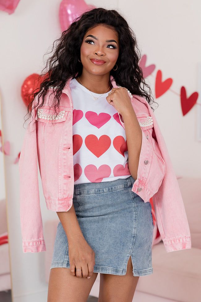 Hearts Multi White Bella Canvas Graphic Tee sold by Pink Lily product image thumbnail 4