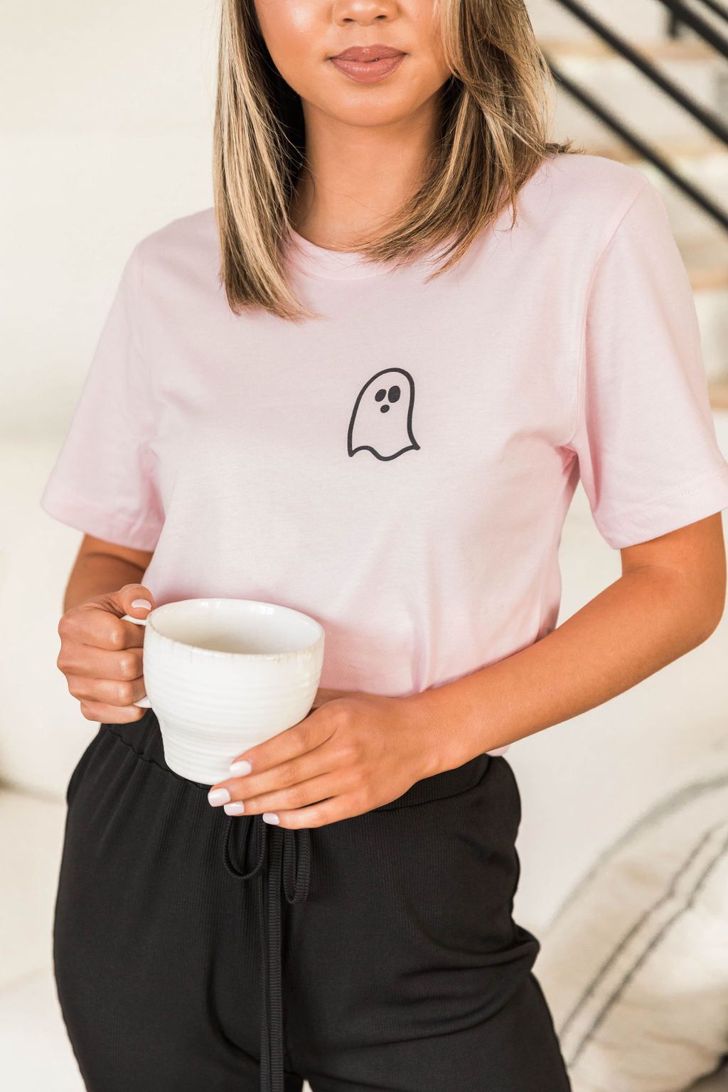 Pocket Ghost Pink Graphic Tee sold by Pink Lily