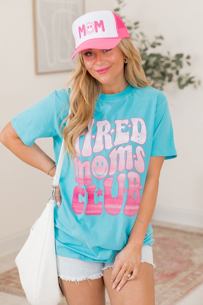 Tired Moms Club Aqua Blue Oversized Graphic Tee SALE sold by Pink Lily