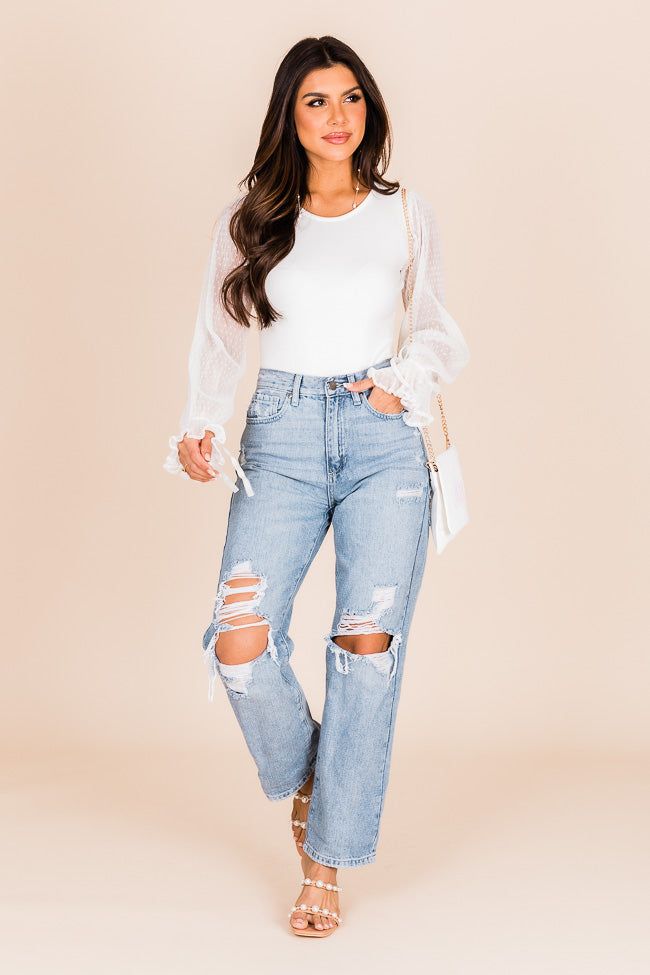 Cameron Light Wash High Rise Distressed Dad Jeans FINAL SALE sold by Pink Lily product image thumbnail 2