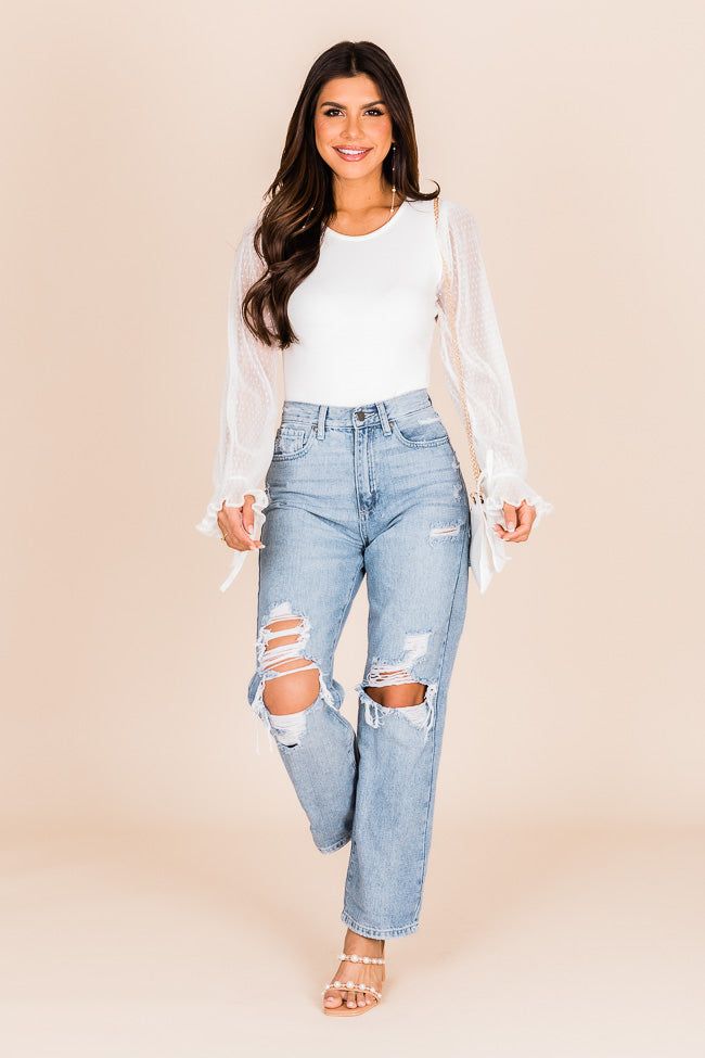 Cameron Light Wash High Rise Distressed Dad Jeans FINAL SALE sold by Pink Lily product image thumbnail 3