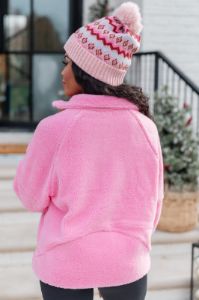 It Starts Now Pink Sherpa Quarter Zip Pullover FINAL SALE sold by Pink Lily