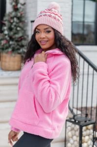 It Starts Now Pink Sherpa Quarter Zip Pullover FINAL SALE sold by Pink Lily
