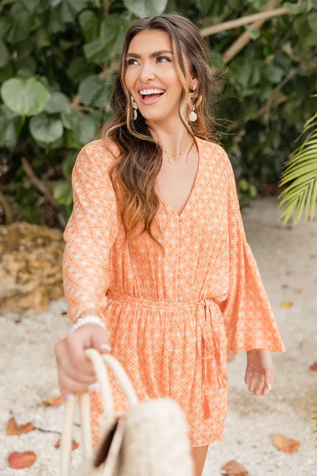 Searching For Fun Orange Printed Romper FINAL SALE sold by Pink Lily