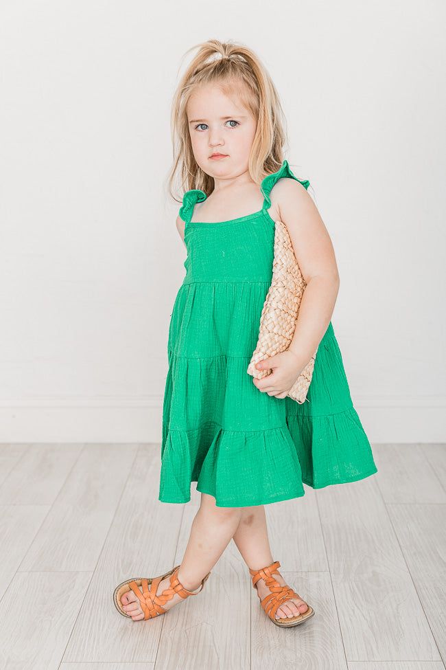 Once Was Girls Green Tiered Dress FINAL SALE sold by Pink Lily product image thumbnail 4