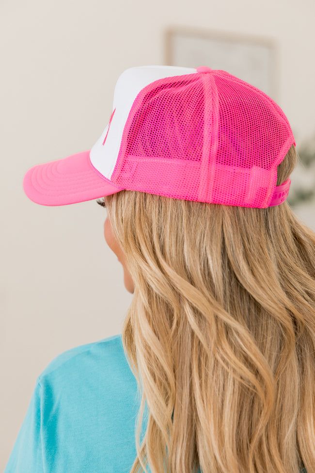 Mom Smiley White Hot Pink Trucker Hat SALE sold by Pink Lily product image thumbnail 3