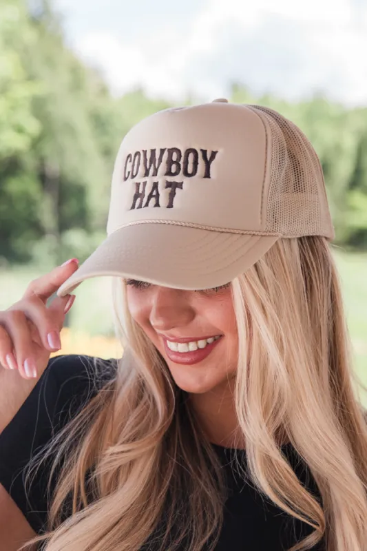 Cowboy Hat Tan Trucker Hat FINAL SALE sold by Pink Lily