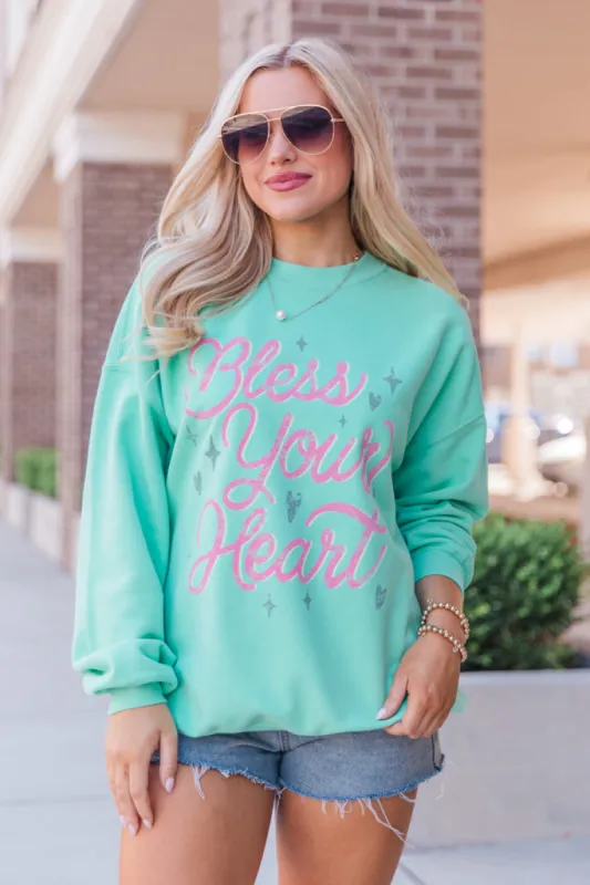 Bless Your Heart Lime Oversized Graphic Sweatshirt sold by Pink Lily