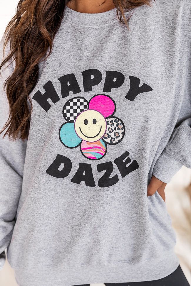 Happy Daze Grey Graphic Sweatshirt sold by Pink Lily product image thumbnail 2