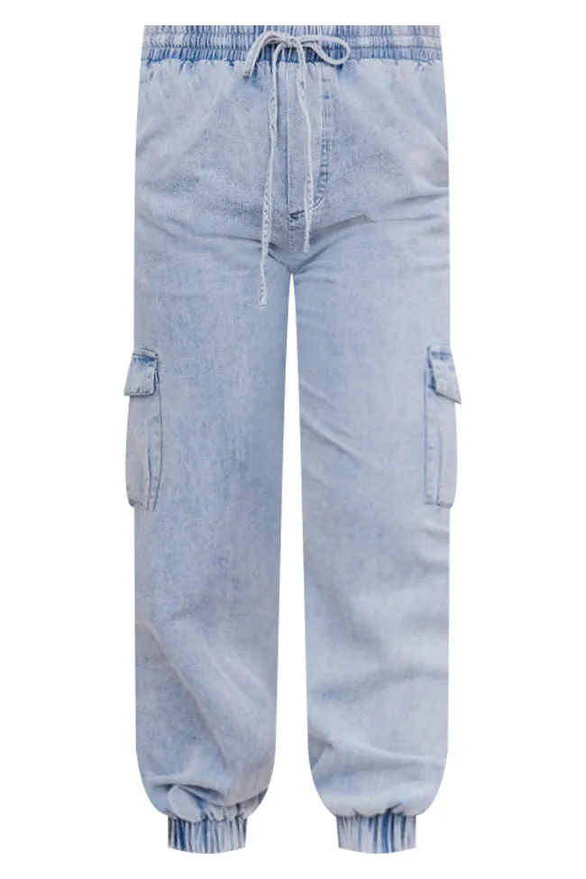Keep Moving Forward Light Wash Chambray Cargo Joggers FINAL SALE sold by Pink Lily product image thumbnail 5