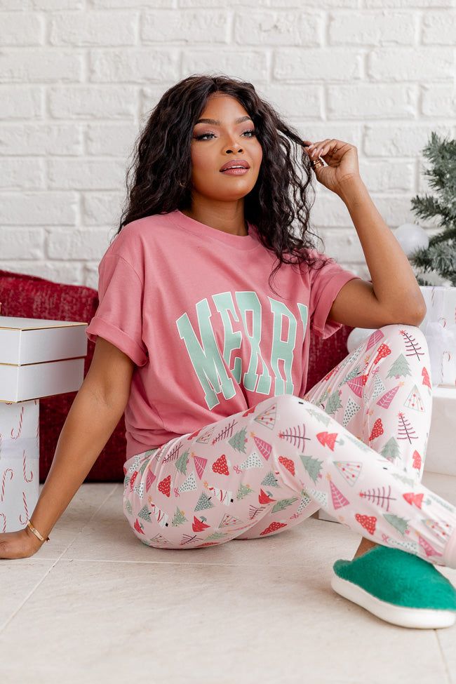 Merry All the Way Pink Trees Pajama Pant sold by Pink Lily product image thumbnail 7