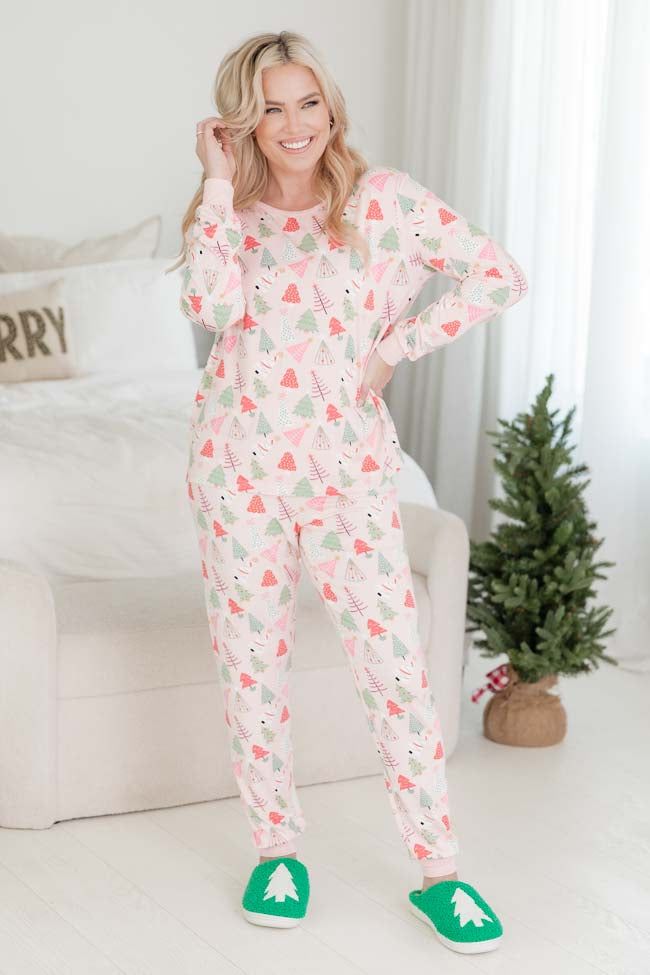 Merry All the Way Pink Trees Pajama Pant sold by Pink Lily product image thumbnail 2