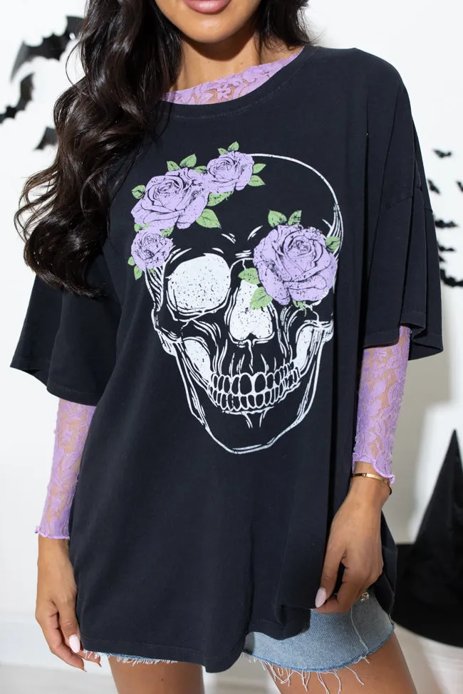Floral Skull Black Hyfve Oversized Graphic Tee sold by Pink Lily product image thumbnail 3