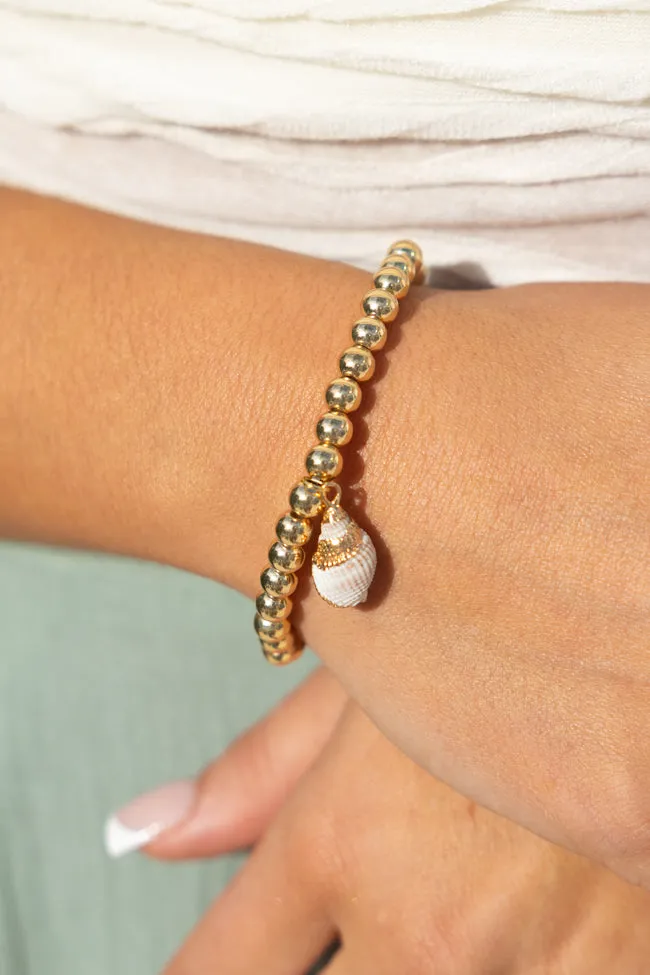 Gold Beaded Shell Bracelet SALE sold by Pink Lily