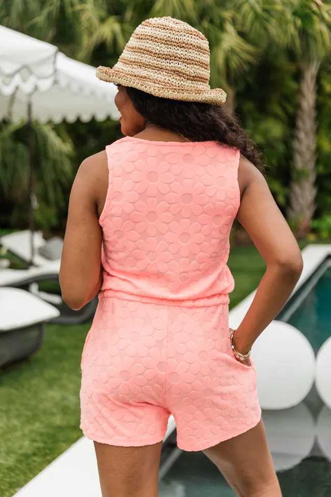 Easy To Me Neon Coral Terrycloth Floral Romper FINAL SALE sold by Pink Lily product image thumbnail 4
