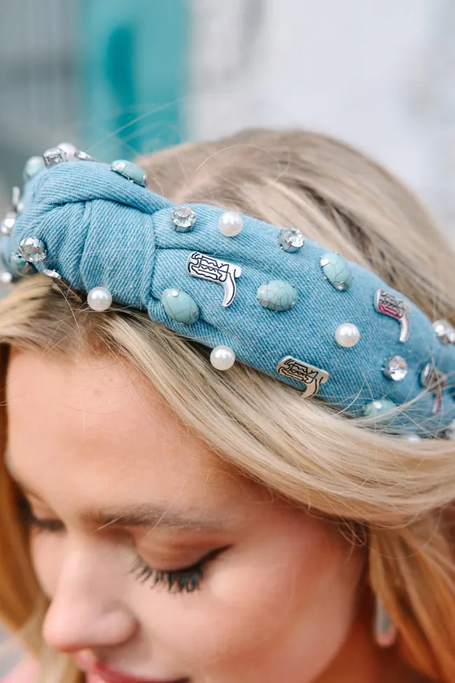 Denim and Boots Headband FINAL SALE sold by Pink Lily