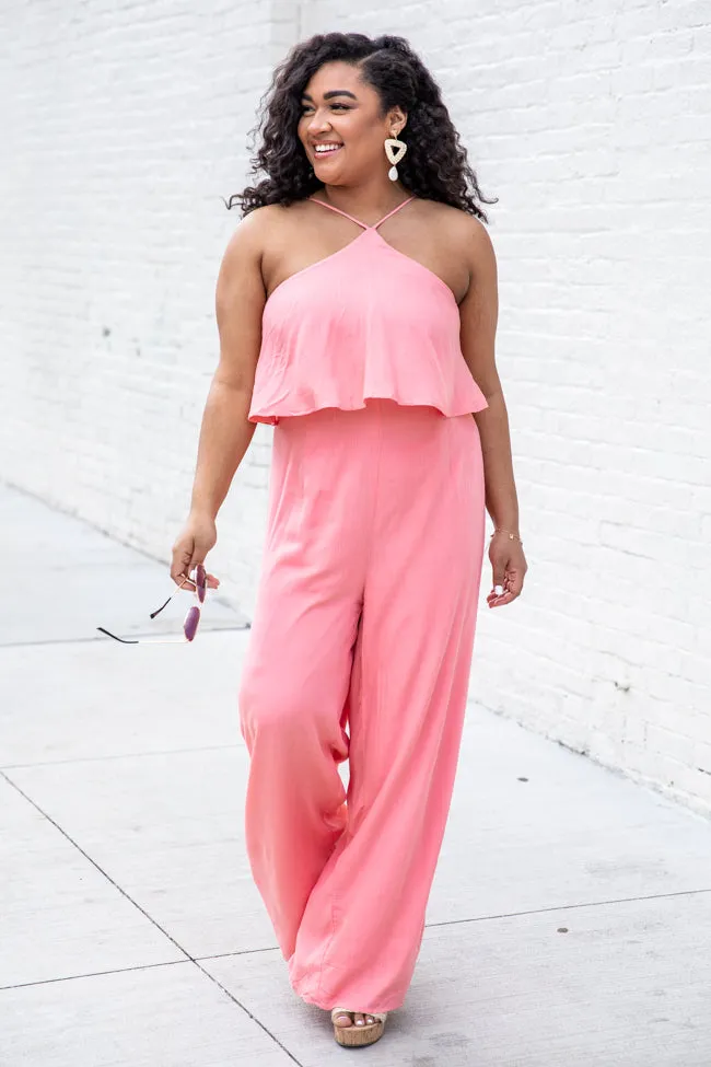 Know No Limits Coral Halter Jumpsuit FINAL SALE sold by Pink Lily product image thumbnail 4