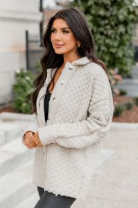 Just Warming Up Beige Quilted Shacket FINAL SALE sold by Pink Lily