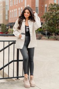 Just Warming Up Beige Quilted Shacket FINAL SALE sold by Pink Lily