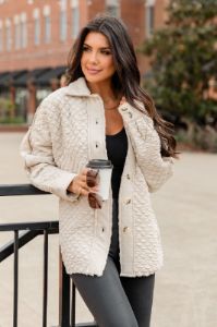 Just Warming Up Beige Quilted Shacket FINAL SALE sold by Pink Lily
