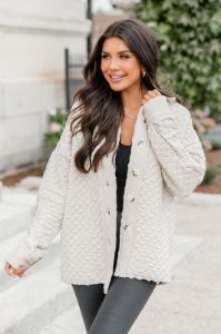 Just Warming Up Beige Quilted Shacket FINAL SALE sold by Pink Lily