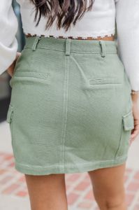 Always A Good Time Olive Cargo Skirt sold by Pink Lily