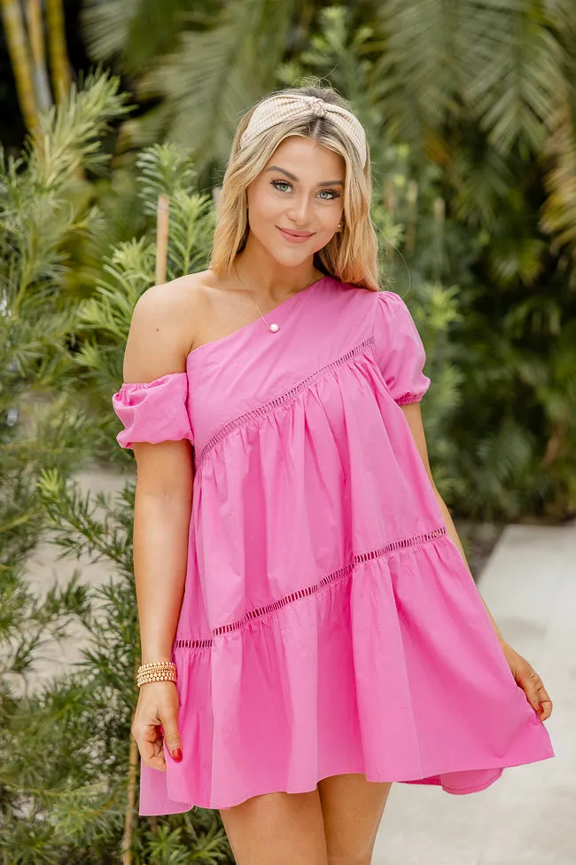 Graceful Beauty Pink Asymmetrical Puff Sleeve Mini Dress SALE sold by Pink Lily product image thumbnail 3