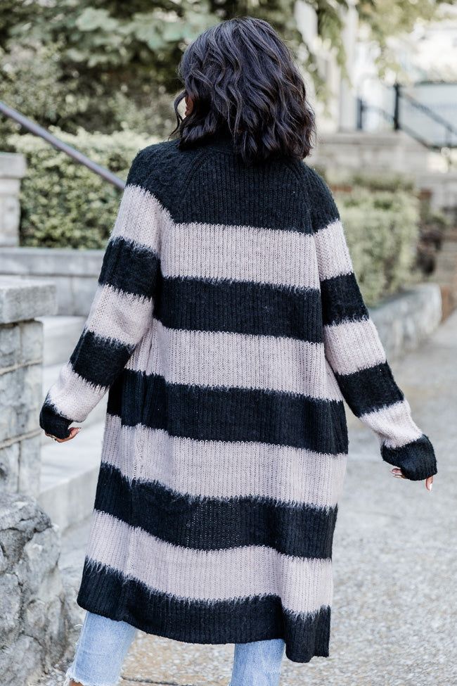 Come And Go Beige And Black Long Striped Cardigan FINAL SALE sold by Pink Lily product image thumbnail 4