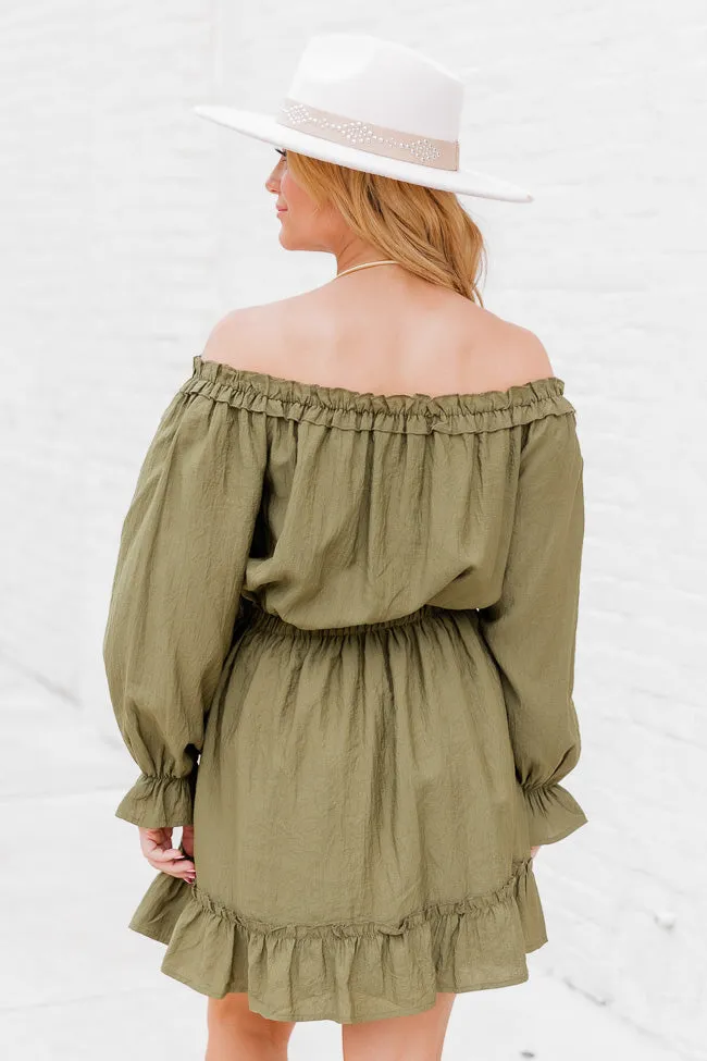 Keep It Classy Olive Off The Shoulder Long Sleeve Romper FINAL SALE sold by Pink Lily product image thumbnail 5
