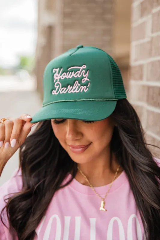 Howdy Darlin' Olive Trucker Hat made by Pink Lily