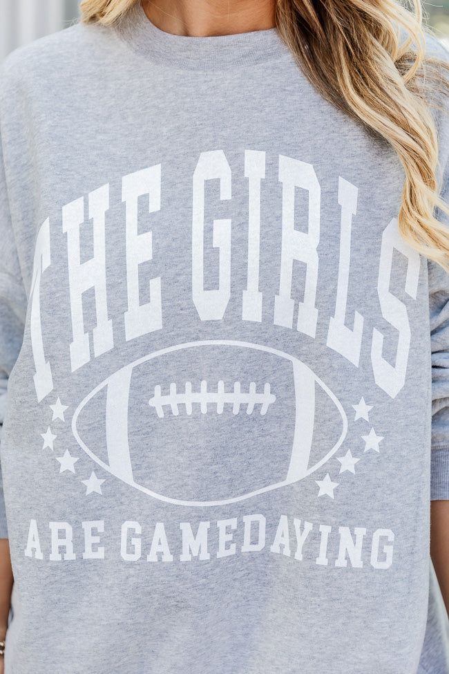 The Girls are Gamedaying Grey Oversized Graphic Sweatshirt sold by Pink Lily product image thumbnail 2