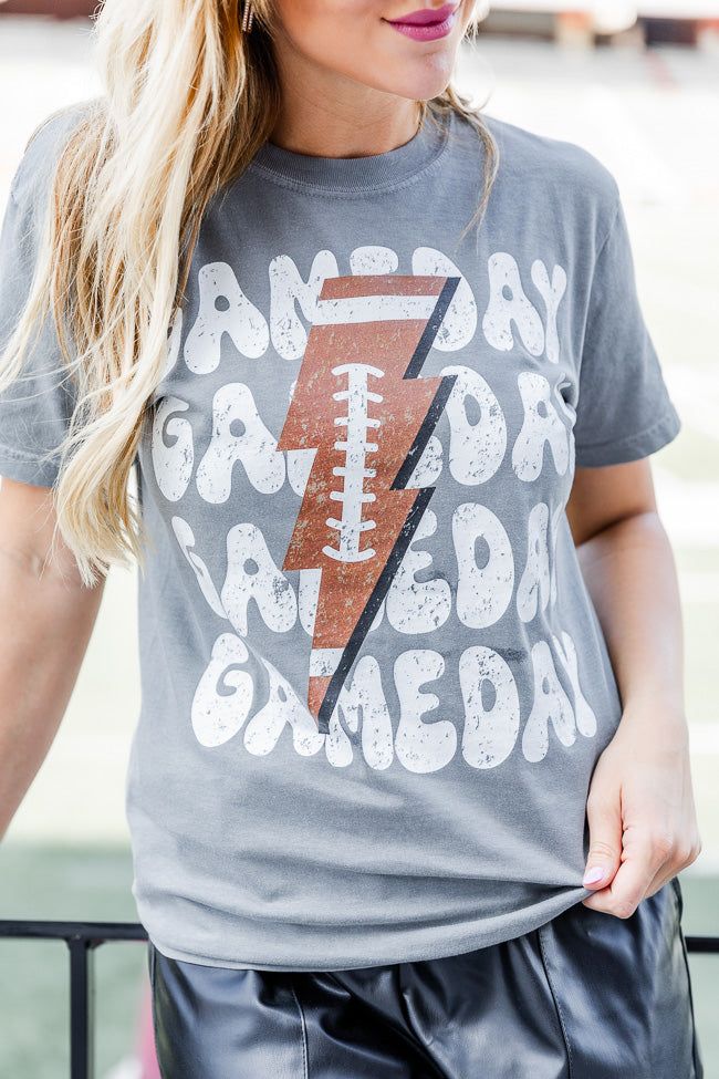 Gameday Football Grey Oversized Graphic Tee sold by Pink Lily product image thumbnail 3