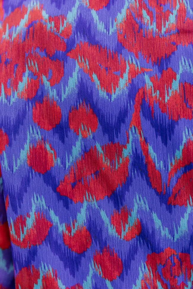 We're Not Done Blue Abstract Printed Long Sleeve Maxi Dress FINAL SALE sold by Pink Lily product image thumbnail 3