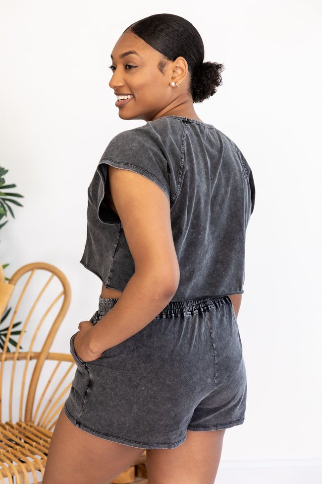 Never Holding Back Acid Wash Charcoal Cropped Blouse FINAL SALE sold by Pink Lily product image thumbnail 14