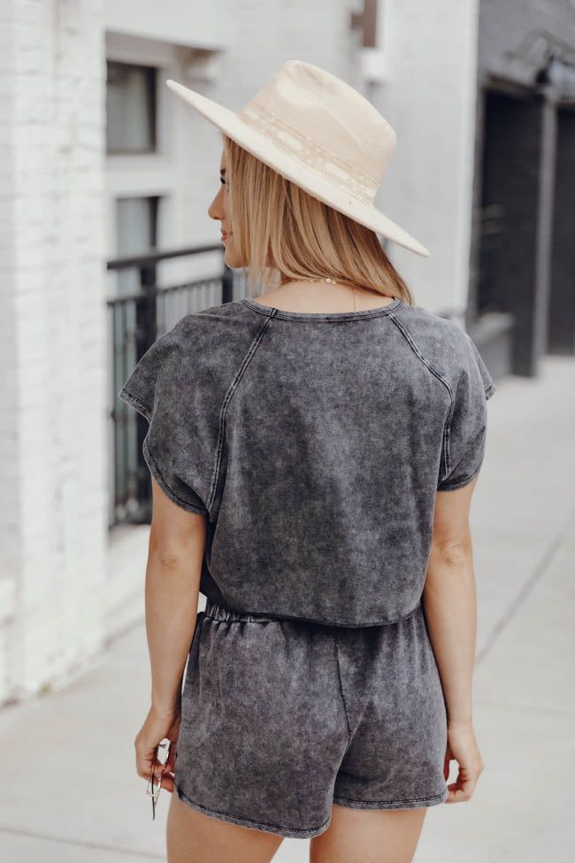 Never Holding Back Acid Wash Charcoal Cropped Blouse FINAL SALE sold by Pink Lily product image thumbnail 6