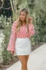 To The Tropics Pink Multi Printed Plisse Surplice Top FINAL SALE sold by Pink Lily