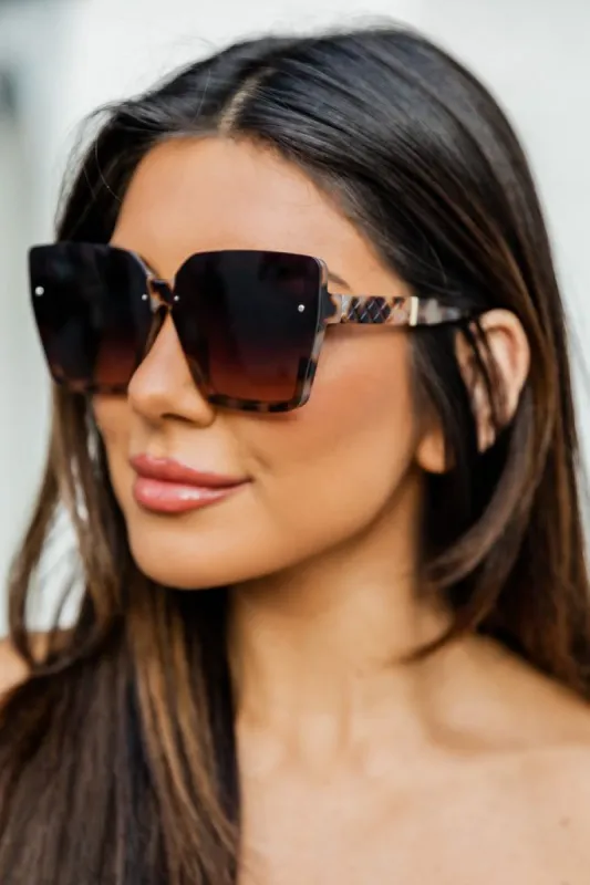 Turn Up The Sunshine Large Square Frame Tortoiseshell Sunglasses FINAL SALE sold by Pink Lily