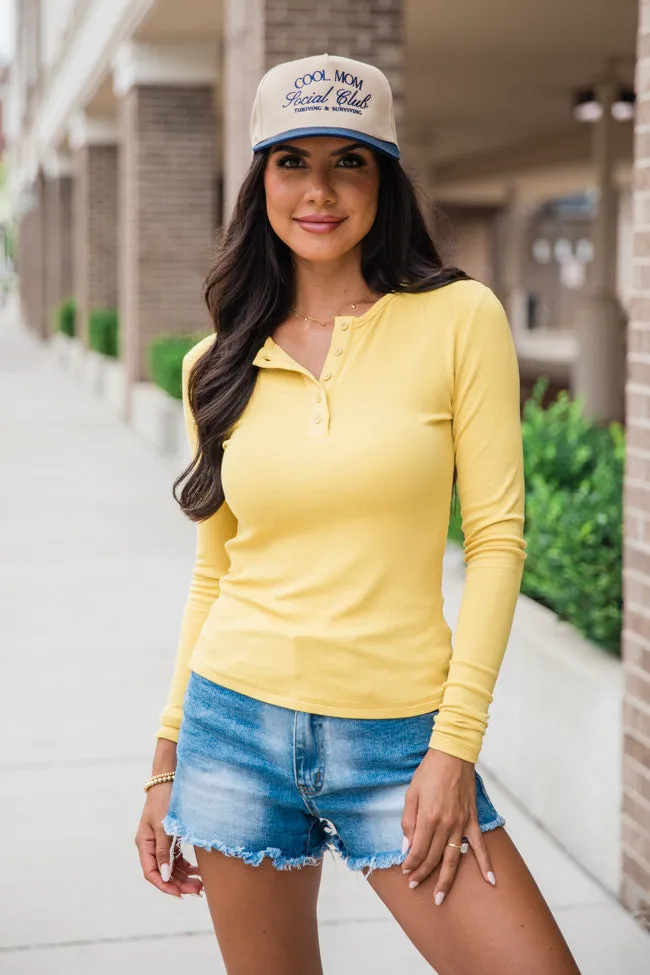 All The Better Mustard Ribbed Knit Henley Long Sleeve Tee FINAL SALE sold by Pink Lily product image thumbnail 3