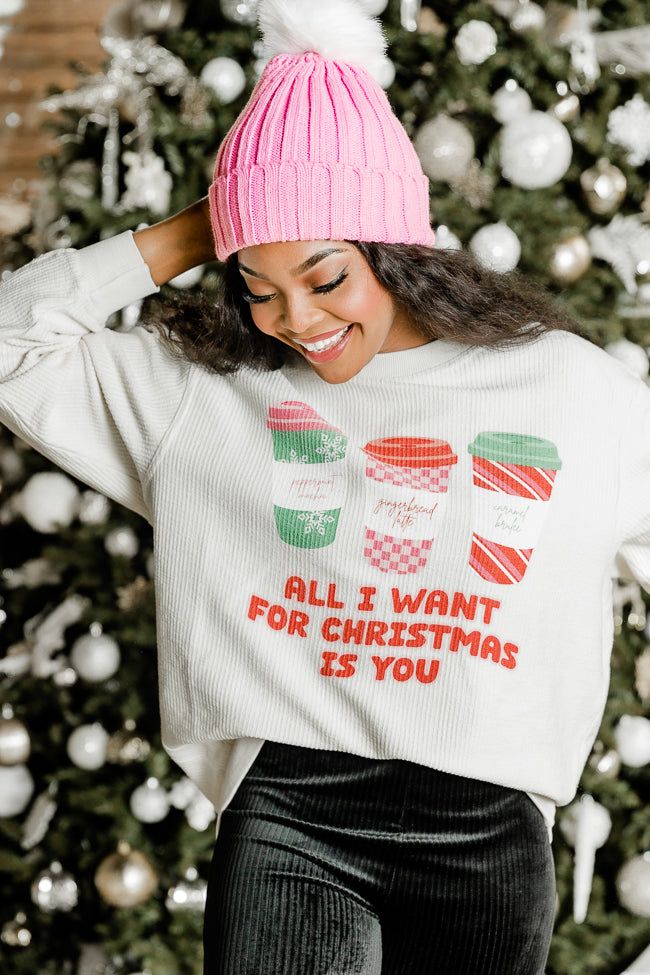 All I Want For Christmas Is You Ivory Corded Graphic Sweatshirt sold by Pink Lily product image thumbnail 3