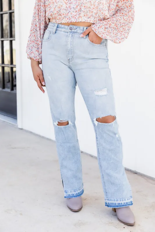 Dani Light Wash High Waisted Split Hem Jeans FINAL SALE sold by Pink Lily