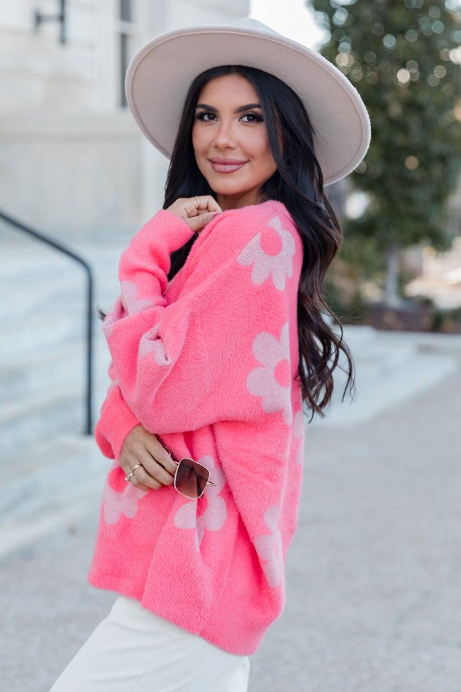 Winter Rush Coral Fuzzy Daisy Sweater sold by Pink Lily product image thumbnail 3