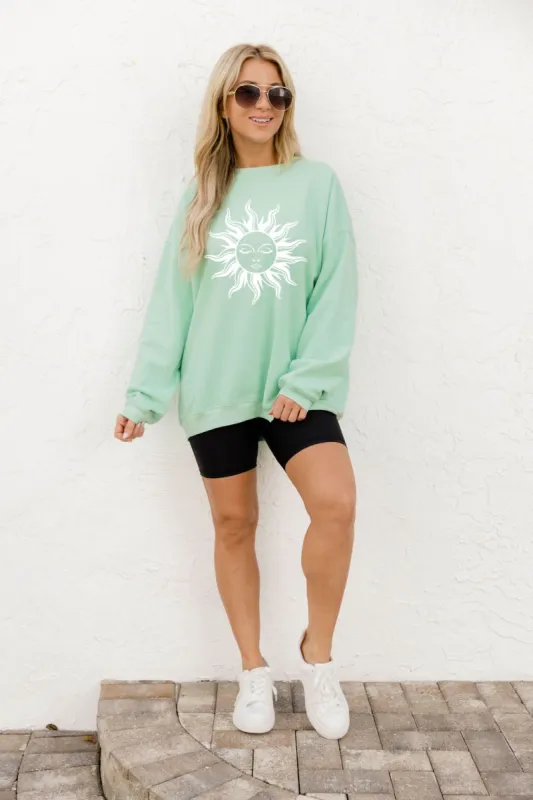 Sun Lime Oversized Sweatshirt sold by Pink Lily