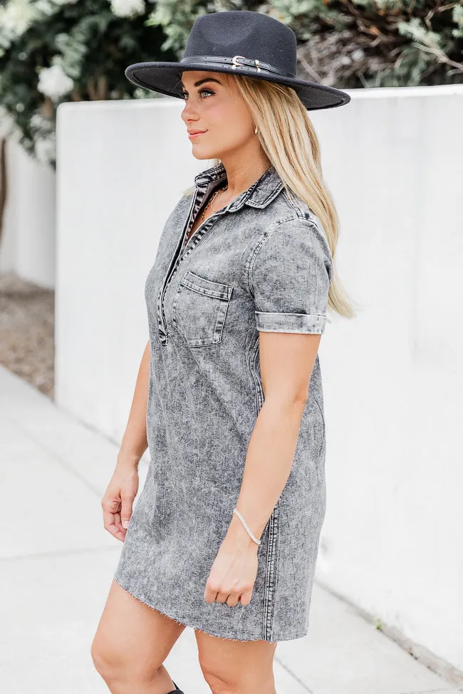 Pretty In Chambray Charcoal Acid Wash Dress FINAL SALE sold by Pink Lily product image thumbnail 3
