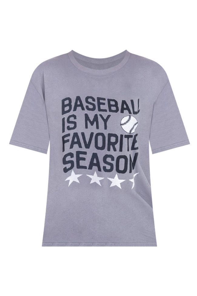 Baseball Fav Season Grey Oversized Graphic Tee sold by Pink Lily product image thumbnail 4