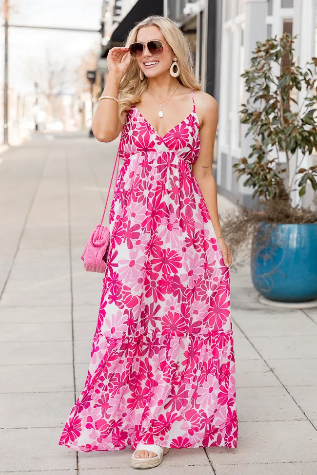 To Good To Be True Pink Retro Printed Maxi Dress FINAL SALE sold by Pink Lily