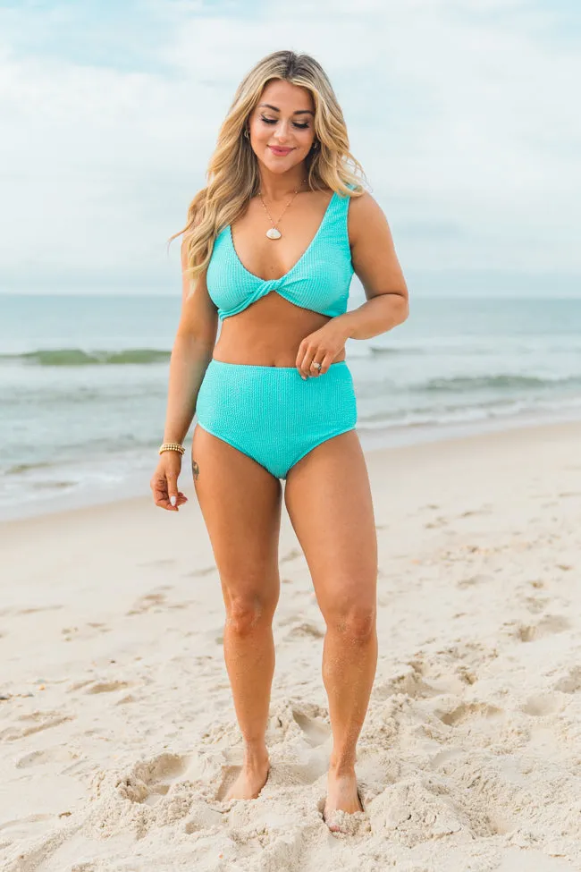 It's My Moment Blue High Waisted Textured Swimsuit Bottoms FINAL SALE sold by Pink Lily product image thumbnail 3