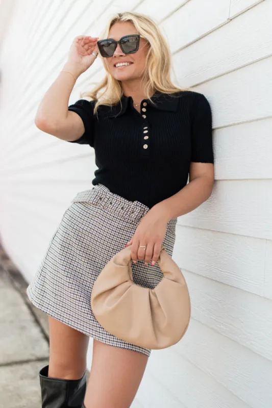 Wind Up Missing You Black Polo Sweater FINAL SALE sold by Pink Lily