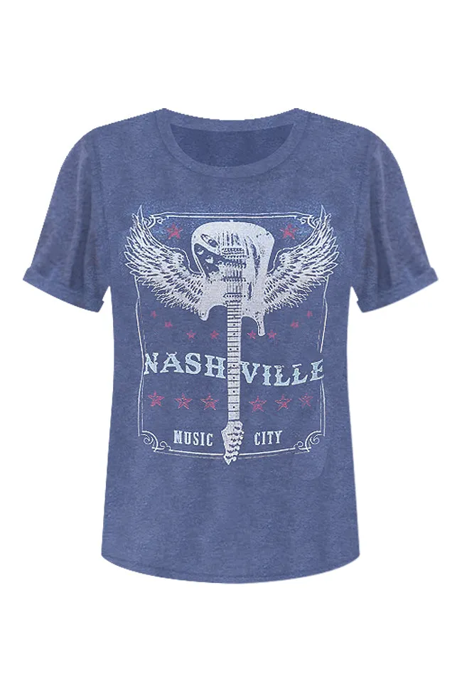 Nashville Music City Midnight Navy Graphic Tee FINAL SALE sold by Pink Lily product image thumbnail 4