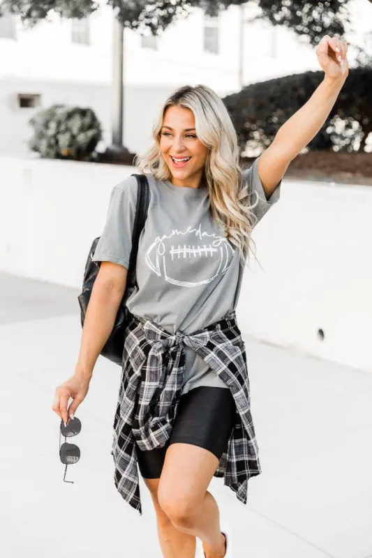 Football Gameday Grey Comfort Color Graphic Tee sold by Pink Lily