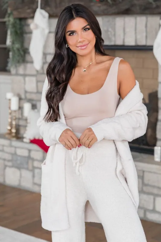 Most Wonderful Taupe Fuzzy Cardigan sold by Pink Lily